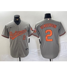 Men's Baltimore Orioles #2 Gunnar Henderson Number Grey Stitched Cool Base Nike Jersey