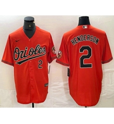 Men's Baltimore Orioles #2 Gunnar Henderson Number Orange Cool Base Stitched Jersey