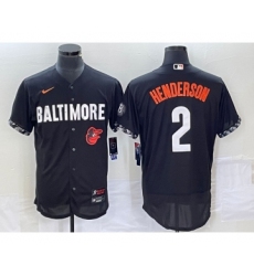 Men's Nike Baltimore Orioles #2 Gunnar Henderson Black 2023 City Connect Flex Base Stitched Jersey 1