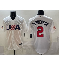 Men's USA Baseball #2 Gunnar Henderson White World Baseball Classic Stitched Jersey