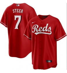 Men's Cincinnati Reds #7 Spencer Steer Red Cool Base Stitched Baseball Jersey