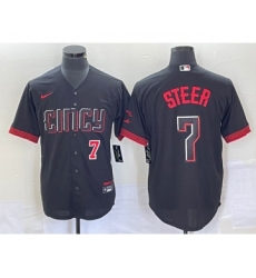 Men's Nike Cincinnati Reds #7 Spencer Steer Numer Black 2023 City Connect Cool Base Stitched Baseball Jersey