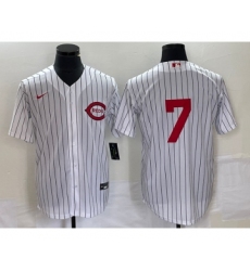 Men's Nike Cincinnati Reds #7 Spencer Steer White 2022 Field of Dreams Cool Base Jersey