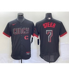 Men's Nike Cincinnati Reds Spencer Steer Black 2023 City Connect Flex Base Stitched Jersey