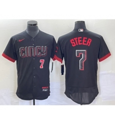 Men's Nike Cincinnati Reds Spencer Steer Number Black 2023 City Connect Flex Base Stitched Jersey1