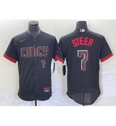 Men's Nike Cincinnati Reds Spencer Steer Number Black 2023 City Connect Flex Base Stitched Jersey