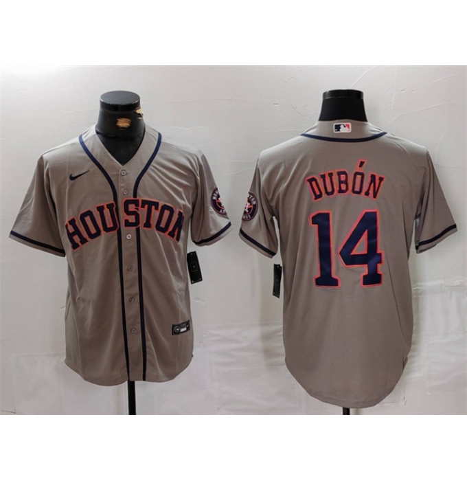 Men's Houston Astros #14 Mauricio Dubón Grey Cool Base Stitched Baseball Jersey