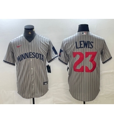 Men's Minnesota Twins #23 Royce Lewis 2023 Grey Home Team Cool Base Stitched Jersey