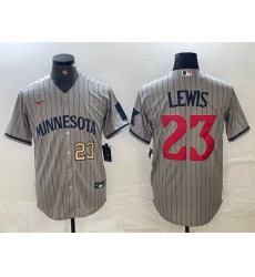 Men's Minnesota Twins #23 Royce Lewis Number 2023 Grey Home Team Cool Base Stitched Jersey