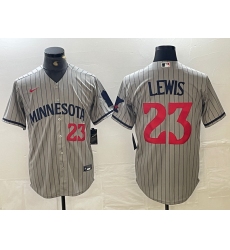 Men's Minnesota Twins #23 Royce Lewis Number 2023 Grey Home Team Cool Base Stitched Jerseys