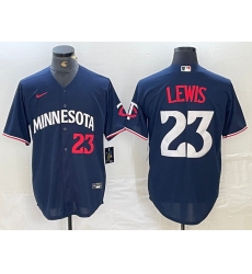 Men's Minnesota Twins #23 Royce Lewis Number 2023 Navy Blue Cool Base Stitched Jersey