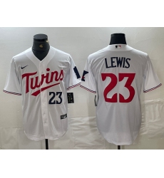 Men's Minnesota Twins #23 Royce Lewis Number White Stitched MLB Cool Base Nike Jersey