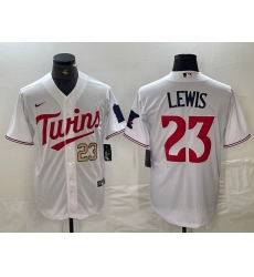 Men's Minnesota Twins #23 Royce Lewis Number White Stitched MLB Cool Base Nike Jerseys