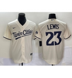 Men's Nike Minnesota Twins #23 Royce Lewis Cream Cool Base Stitched Baseball Jersey