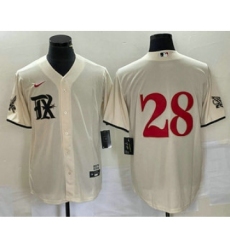 Men's Texas Rangers #28 Jonah Heim Cream 2023 City Connect Cool Base Stitched Baseball Jersey