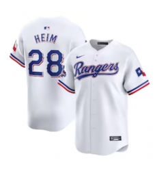 Men's Texas Rangers #28 Jonah Heim Nike White Home 2023 World Series Champions Limited Jersey