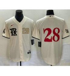 Men's Texas Rangers #28 Jonah Heim Number Cream 2023 City Connect Cool Base Stitched Baseball Jersey