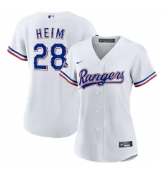 Women's Texas Rangers #28 Jonah Heim Nike White Home 2023 World Series Champions Replica Player Jersey