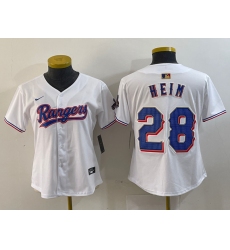 Women's Texas Rangers #28 Jonah Heim White 2024 Gold Collection Limited Cool Base Jersey