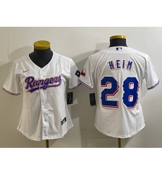 Youth Texas Rangers #28 Jonah Heim White 2023 World Series Champions Cool Base Jersey