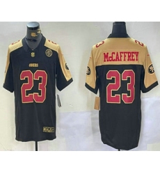 Men's San Francisco 49ers #23 Christian McCaffrey Balck Golden FUSE Vapor Limited Stitched Jersey