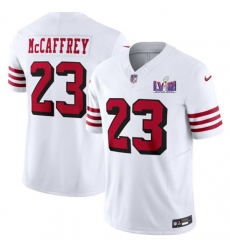 Men's San Francisco 49ers #23 Christian McCaffrey New White 2024 F.U.S.E. Super Bowl LVIII Vapor Untouchable Limited Football Stitched Jersey