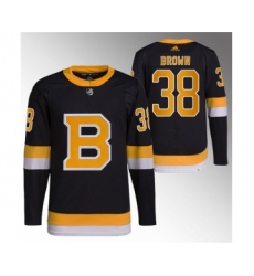 Men's Boston Bruins #38 Patrick Brown Black Home Breakaway Stitched Jersey