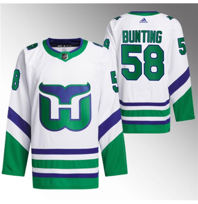 Men's Carolina Hurricanes #58 Michael Bunting White 2023-24 Stitched Jersey