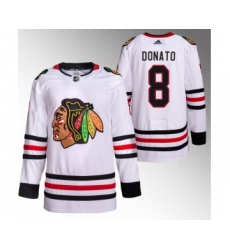 Men's Chicago Blackhawks #8 Ryan Donato White Stitched Hockey Jersey