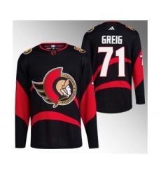 Men's Ottawa Senators #71 Ridly Greig Black Reverse Retro Stitched Jersey