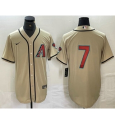 Men's Arizona Diamondbacks #7 Corbin Carroll Cream 2024 Stitched Cool Base Nike Jersey