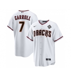 Men's Arizona Diamondbacks #7 Corbin Carroll White 2023 World Series Cool Base Stitched Baseball Jersey