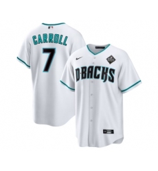 Men's Arizona Diamondbacks #7 Corbin Carroll White 2023 World Series Cool Base Stitched Baseball Jerseys