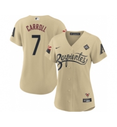 Women's Arizona Diamondbacks #7 Corbin Carroll Gold 2023 World Series City Connect Stitched Baseball Jersey