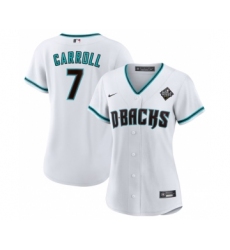 Women's Arizona Diamondbacks #7 Corbin Carroll White 2023 World Series Stitched Baseball Jersey