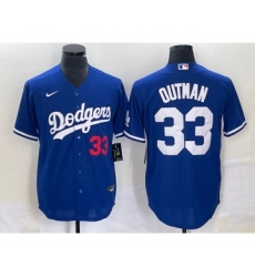 Men's Los Angeles Dodgers #33 James Outman Number Blue Cool Base Stitched Jersey