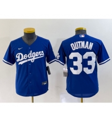 Youth Nike Los Angeles Dodgers #33 James Outman Blue Cool Base Stitched Jersey