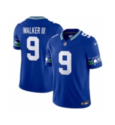 Men's Nike Seattle Seahawks #9 Kenneth Walker III Royal 2023 F.U.S.E. Vapor Limited Throwback Stitched Jersey