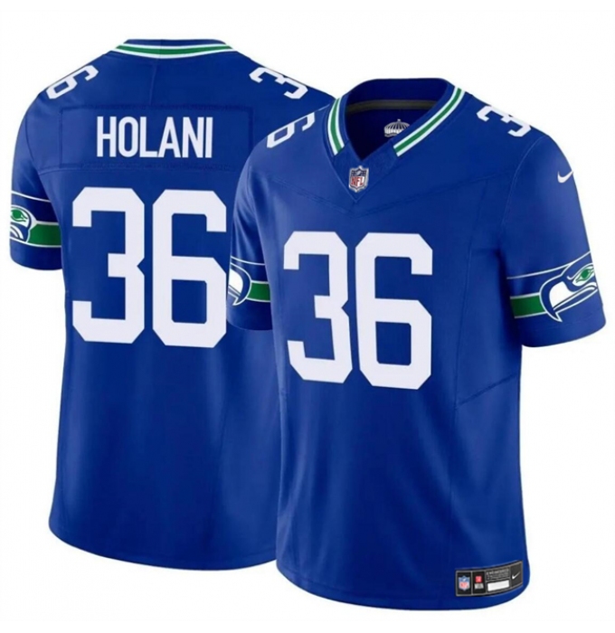 Men's Seattle Seahawks #36 George Holani Royal 2024 F.U.S.E Throwback Vapor Limited Football Stitched Jersey