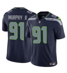 Men's Seattle Seahawks #91 Byron Murphy II Navy 2024 Draft F.U.S.E Vapor Limited Football Stitched Jersey