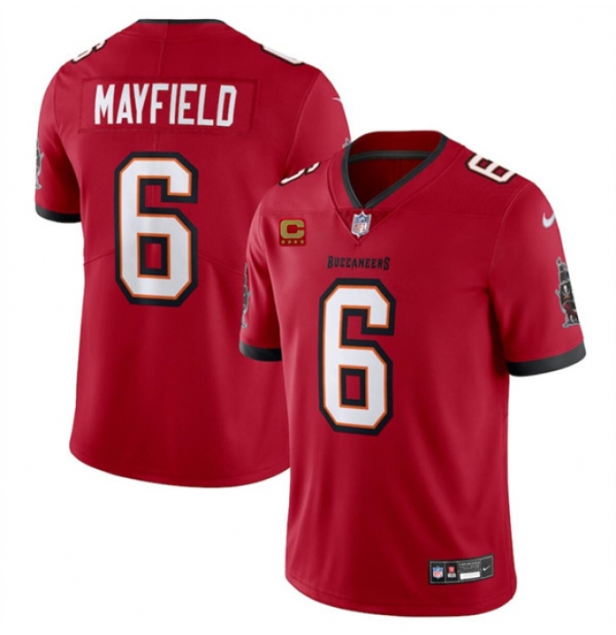 Men's Tampa Bay Buccaneers #6 Baker Mayfield Red 2024 With 4-Star C Vapor Limited Football Stitched Jersey