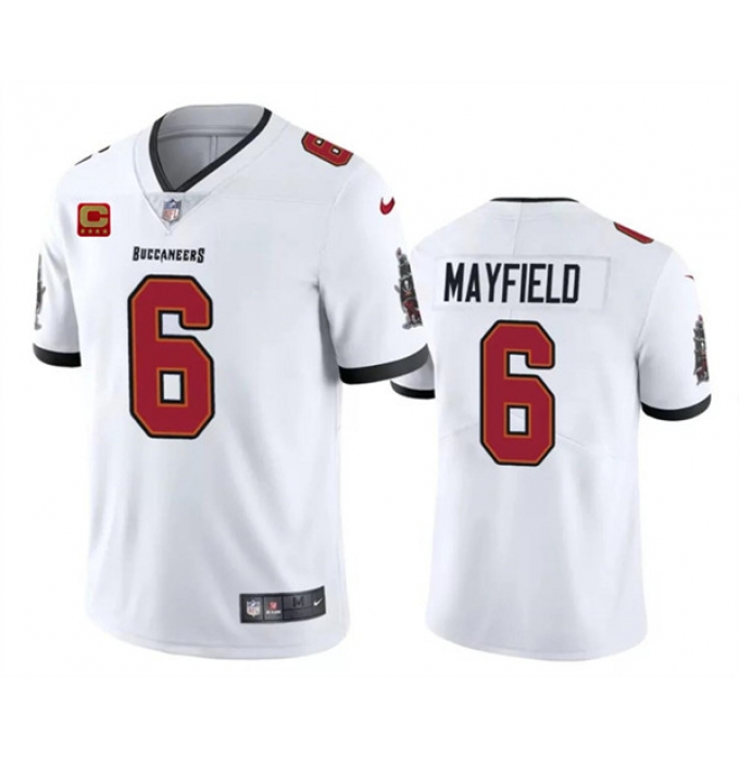 Men's Tampa Bay Buccaneers #6 Baker Mayfield White 2024 With 4-Star C Vapor Limited Football Stitched Jersey