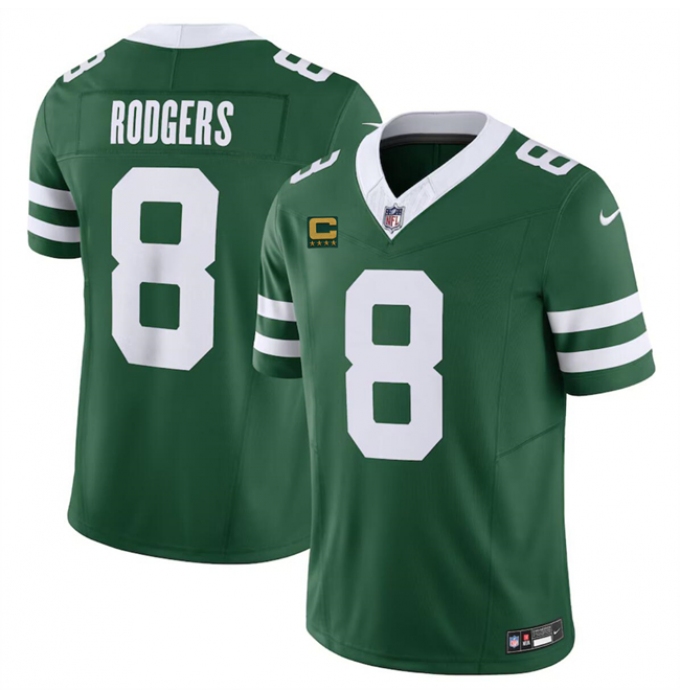 Men's New York Jets #8 Aaron Rodgers Green 2024 F.U.S.E. With 4-Star C Vapor Limited Stitched Jersey