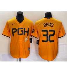 Men's Nike Pittsburgh Pirates #32 Henry Davis Yellow 2023 City Connect Stitched Jersey1