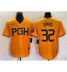 Men's Nike Pittsburgh Pirates #32 Henry Davis Yellow 2023 City Connect Stitched Jersey