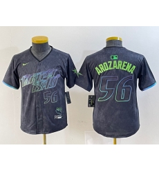 Men's Tampa Bay Rays #56 Randy Arozarena Number Charcoal 2024 City Connect Limited Stitched Jersey