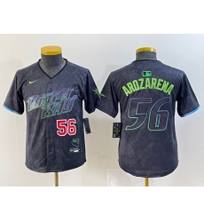 Men's Tampa Bay Rays #56 Randy Arozarena Number Charcoal 2024 City Connect Limited Stitched Jerseys