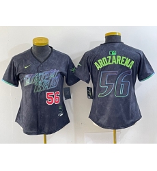 Women's Tampa Bay Rays #56 Randy Arozarena Number Charcoal 2024 City Connect Limited Stitched Jerseys