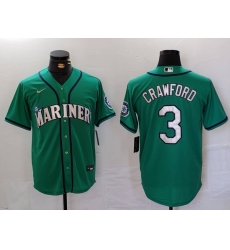 Men's Seattle Mariners #3 JP Crawford Teal Green Stitched Cool Base Nike Jersey