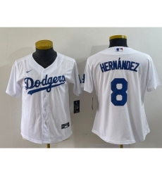 Women's Nike Los Angeles Dodgers #8 Kike Hernandez White Stitched Cool Base Jersey